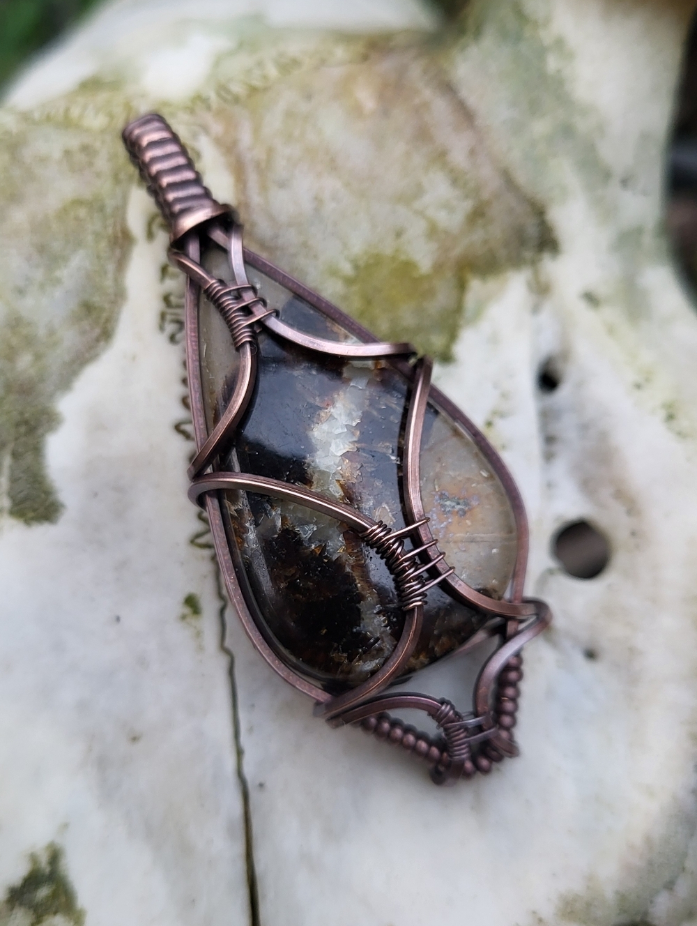 Septarian Copper Wire Wrap Pendant